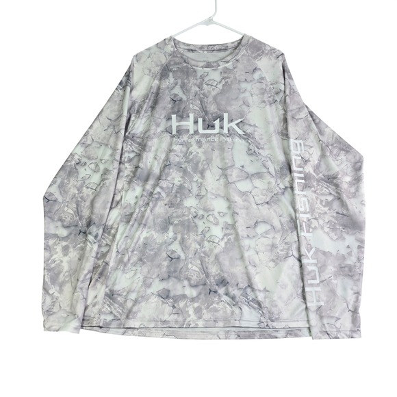 Huk Other - Huk Fishing Performance Shirt Mens XL Grey Camo Mossy Oak Fracture Long Sleeve